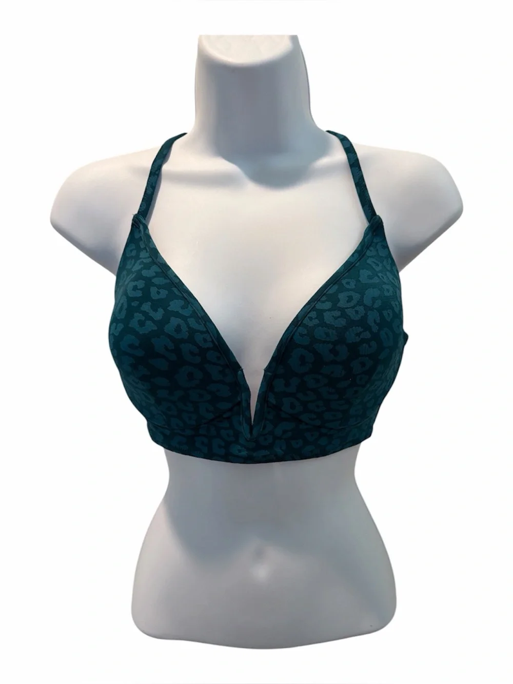 SHADE & SHORE Teal Leopard Print Bikini Top size 34C